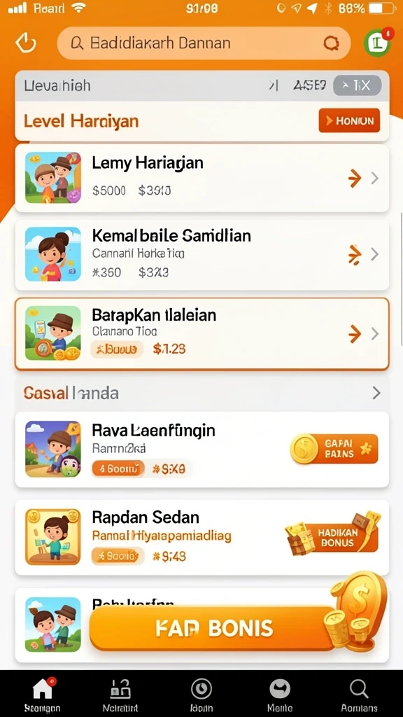 Tangkapan layar menunjukkan layar utama permainan yang ramah pengguna.